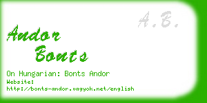 andor bonts business card